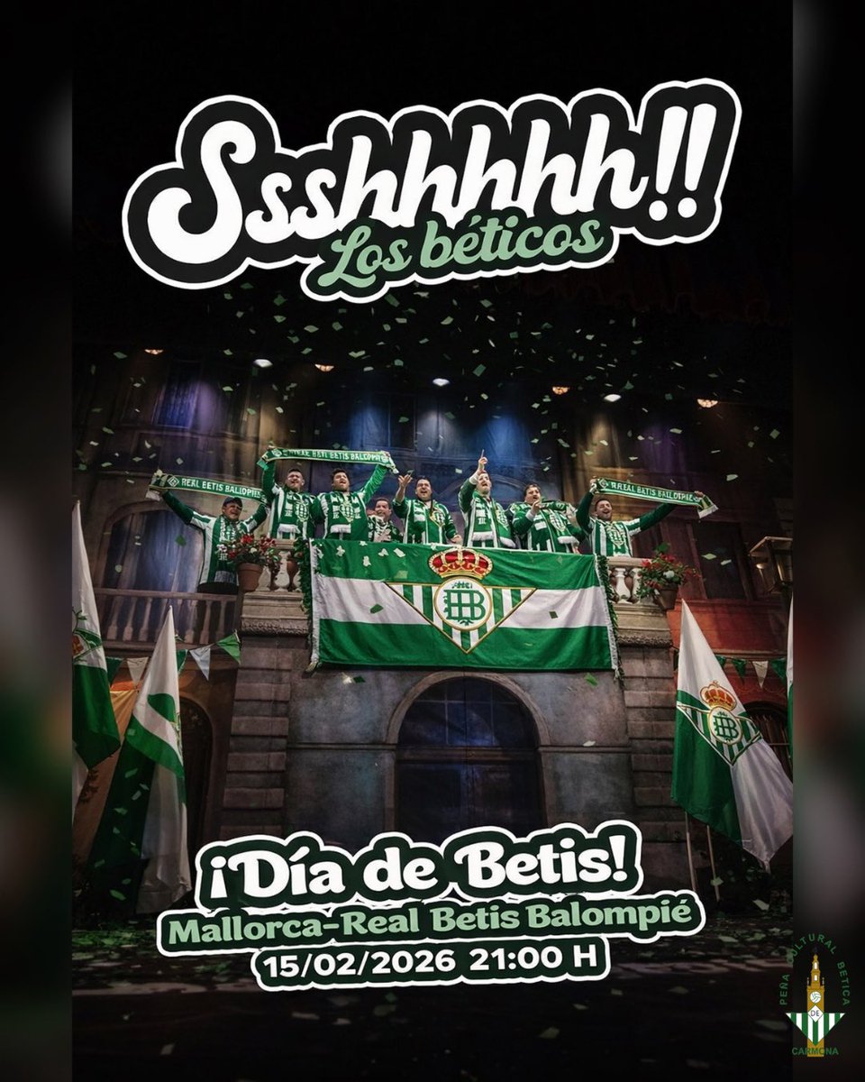 Lo sabíamos… este año caía 💥
Enhorabuena a la <a href="/ChirigotaBizc8/">la CHIRIGOTA del BIZCOCHO</a> 🎭
Mañana el cartel va por vosotros,
porque somos shhhh… los béticos 💚
¡Vayamos donde vayamos, se nos escucha!