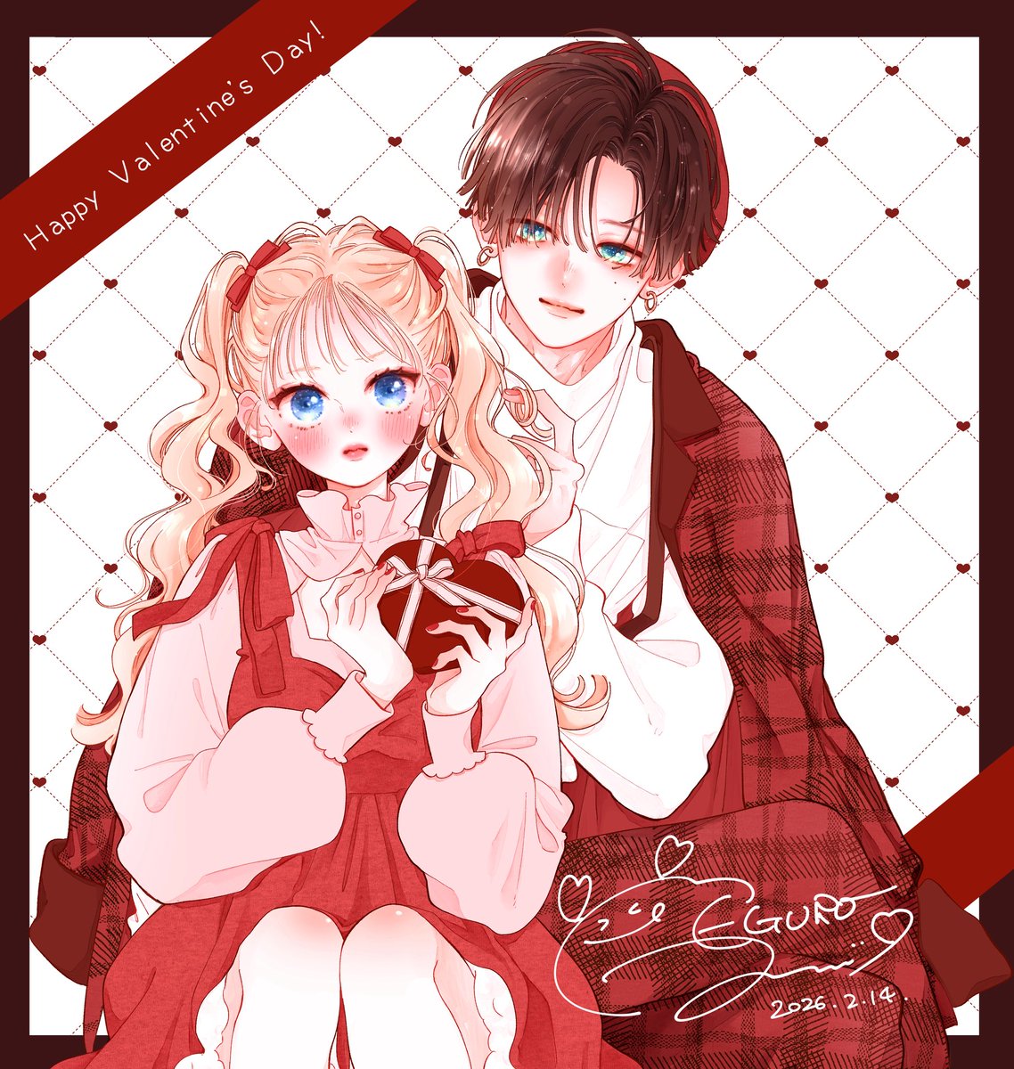「꒰ঌ⋆⸜ ʜᴀᴘᴘʏ ᴠᴀʟᴇɴᴛɪɴᴇ ⸝⋆໒꒱」|目黒あむのイラスト