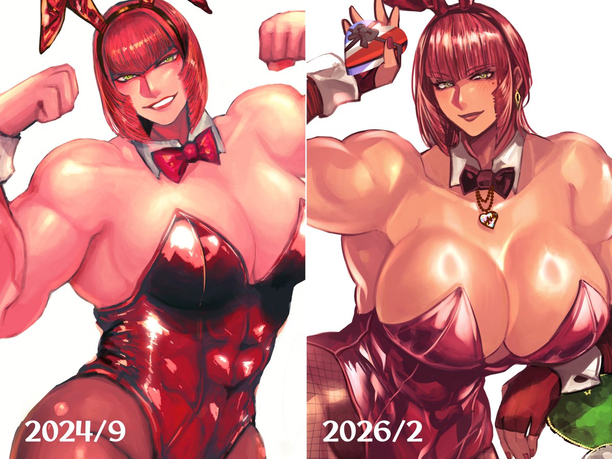 zmnjo1440's tweet image. 以前描いたバニーマリちゃんを並べてみました🐰もっと成長したい！