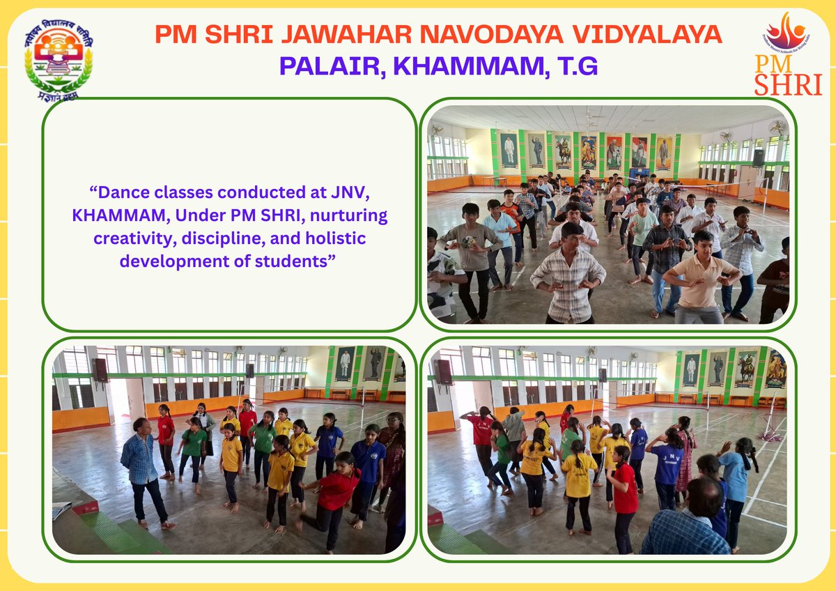 “Dance classes conducted at JNV, KHAMMAM, Under PM SHRI, nurturing creativity, discipline, and holistic development of students”