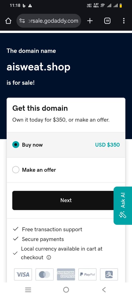 MuhammadTa23631's tweet photo. Available 
Just $350
#DomainForSale
 #Afternic https://t.co/cLJirVtw95