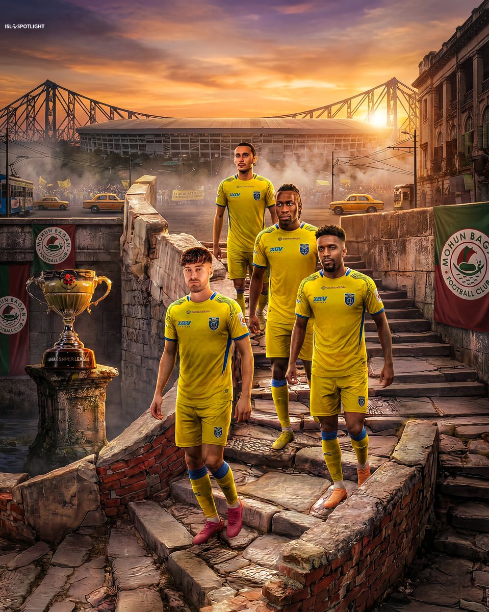 islspotlight's tweet photo. Matchday in Kolkata 🏟️
Kerala Blasters step onto the big stage.
Game on 🔥💛
#ISL #KeralaBlasters https://t.co/1b4gxJxe5L