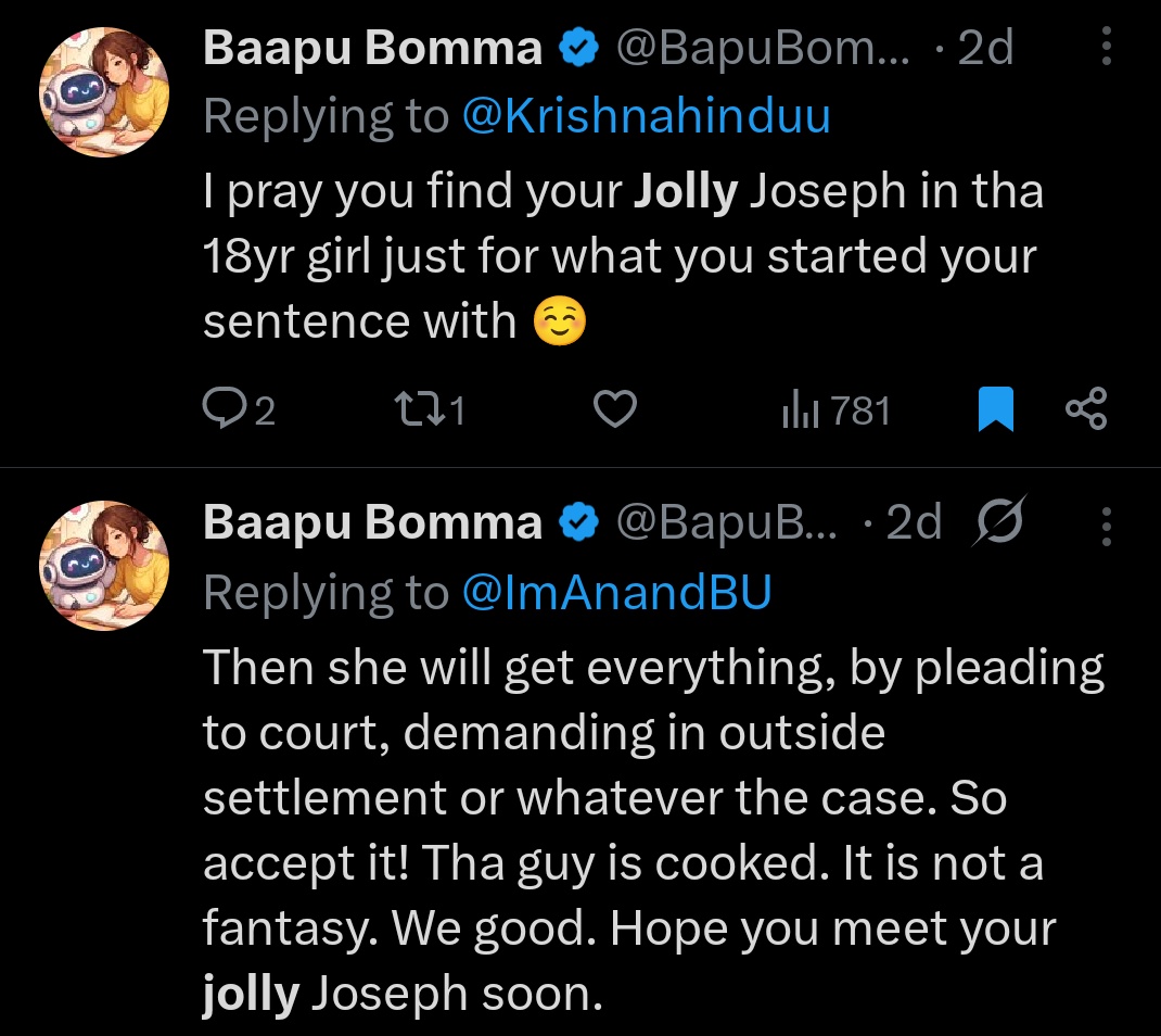 krishnartfan's tweet photo. Jolly josheph cynide deaths reference tho families midha death trolls vese ilanti lanjaki delhi Nirb**ya accused lantodu mogudu ga ravali 😊 https://t.co/h1jlKkv1EJ
