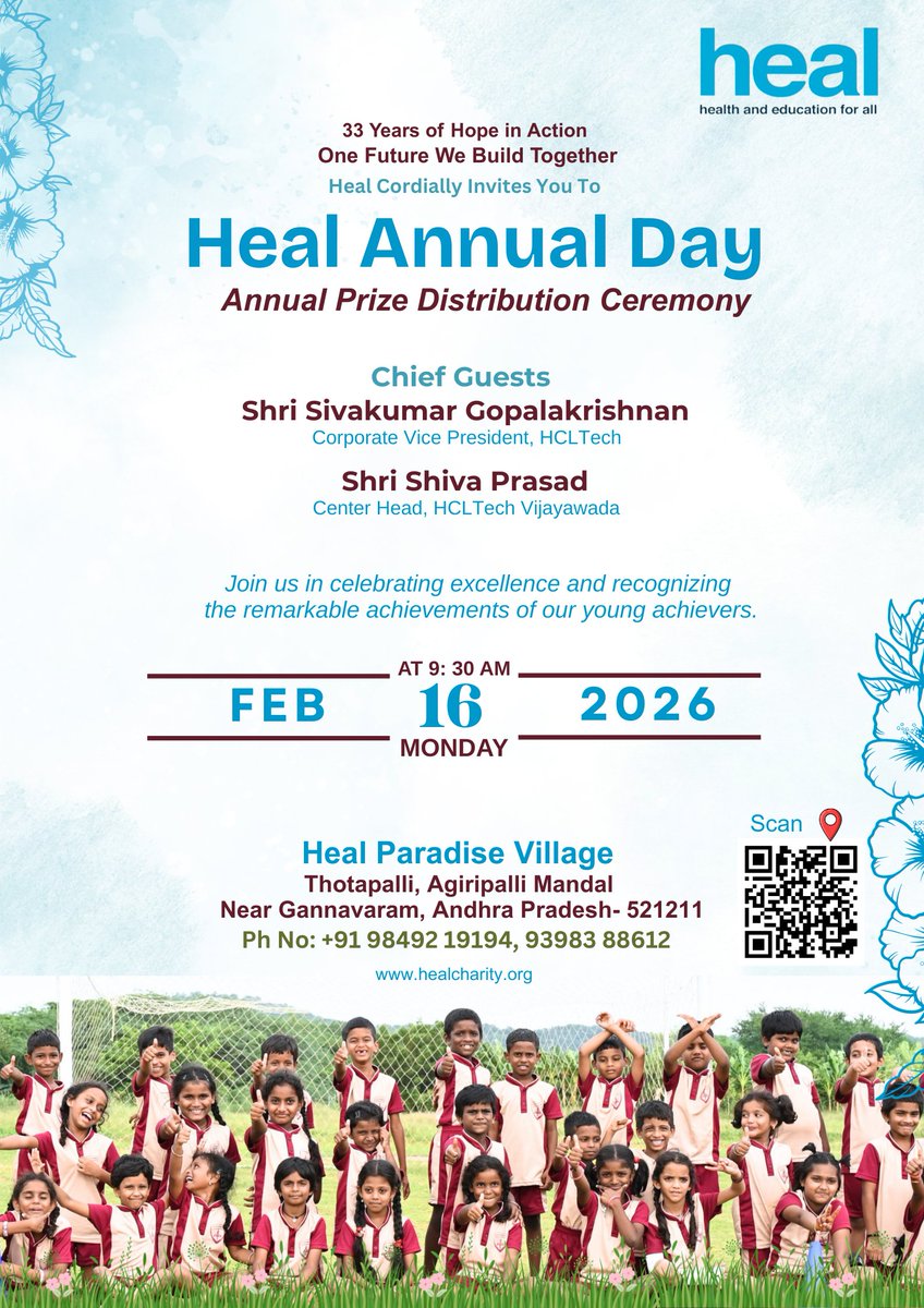 Heal_Paradise's tweet photo. HEAL Annual Day 2026
Annual Prize Distribution Ceremony
#HEALAnnualDay #PrizeDistribution2026 #CelebratingExcellence #33YearsOfService #HealParadise #HEALStudents #healhealthandeducationforall #healcharity #healchildren #healschool #healthotapalli #healhealthandeducationforall https://t.co/D8N9mYnNuG