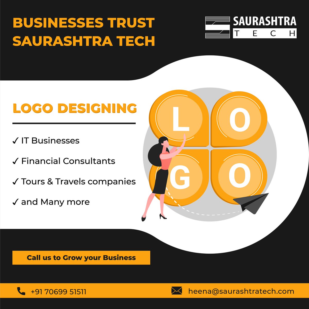 SaurashtraTech's tweet image. Make your Business first Impression, Memorable with Unique, Custom-designed, Meaningful Logo

#Logo #LogoDesigning #SaurashtraTech