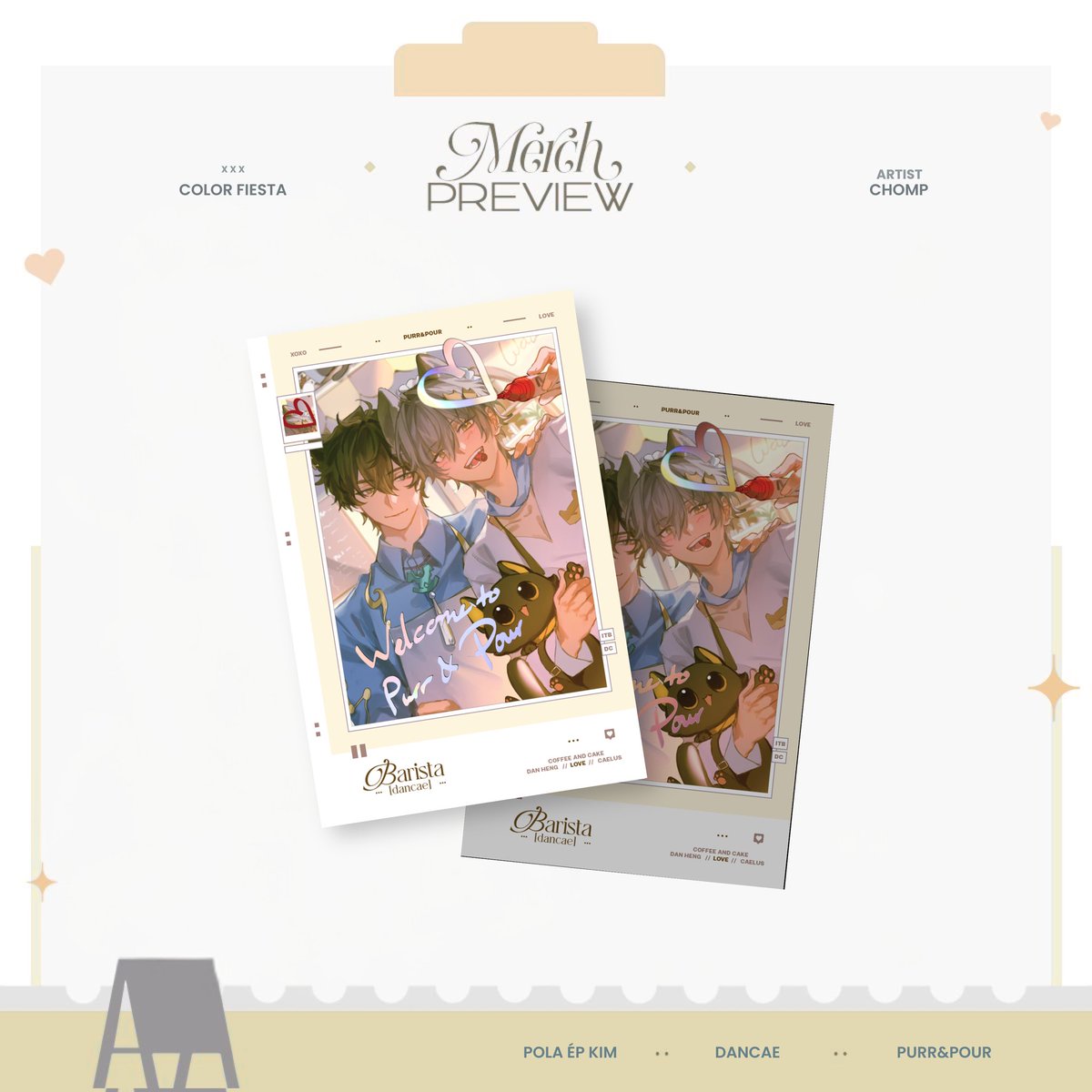 ◤Merch Preview◢
Dear our cherished guests, are you curious about the gifts prepared by our two shop owners? 🌸
The adorable polaroids are all ready to be personally handed to every valued guest who visits our bakery~
Artists: Đan Hy, <a href="/pnd6hs/">Pnd6h</a>
#DanCaeitabooth