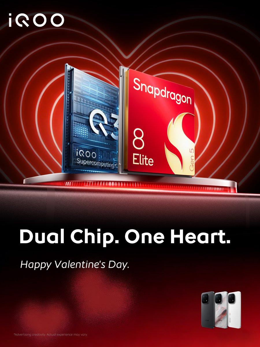 global_iQOO's tweet photo. Two chips. One beating heart. ๐
Happy Valentine's Day.
#iQOO #MonsterInside #CallForiQOO #Snapdragon #ValentinesDay https://t.co/J2RkslVx74