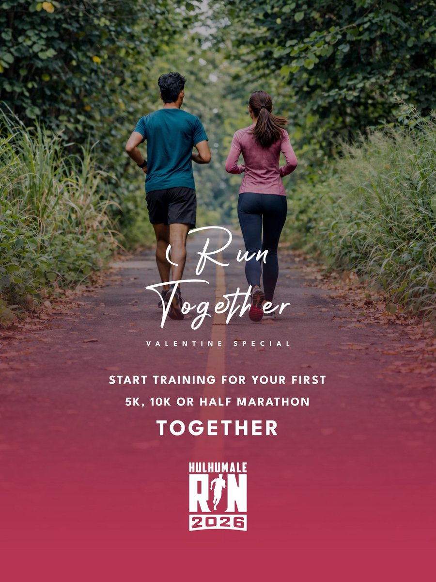 hulhumalerun's tweet photo. This Valentine’s Day, start something meaningful together.

Train for your first 5KM, 10KM, or Half Marathon with your partner, fiancée, or someone who motivates you.

Build strength. Build memories.
Run for a Reason. Every Step Matters.

Register now: https://t.co/gIIxy5JMDj https://t.co/m28vuntmAU