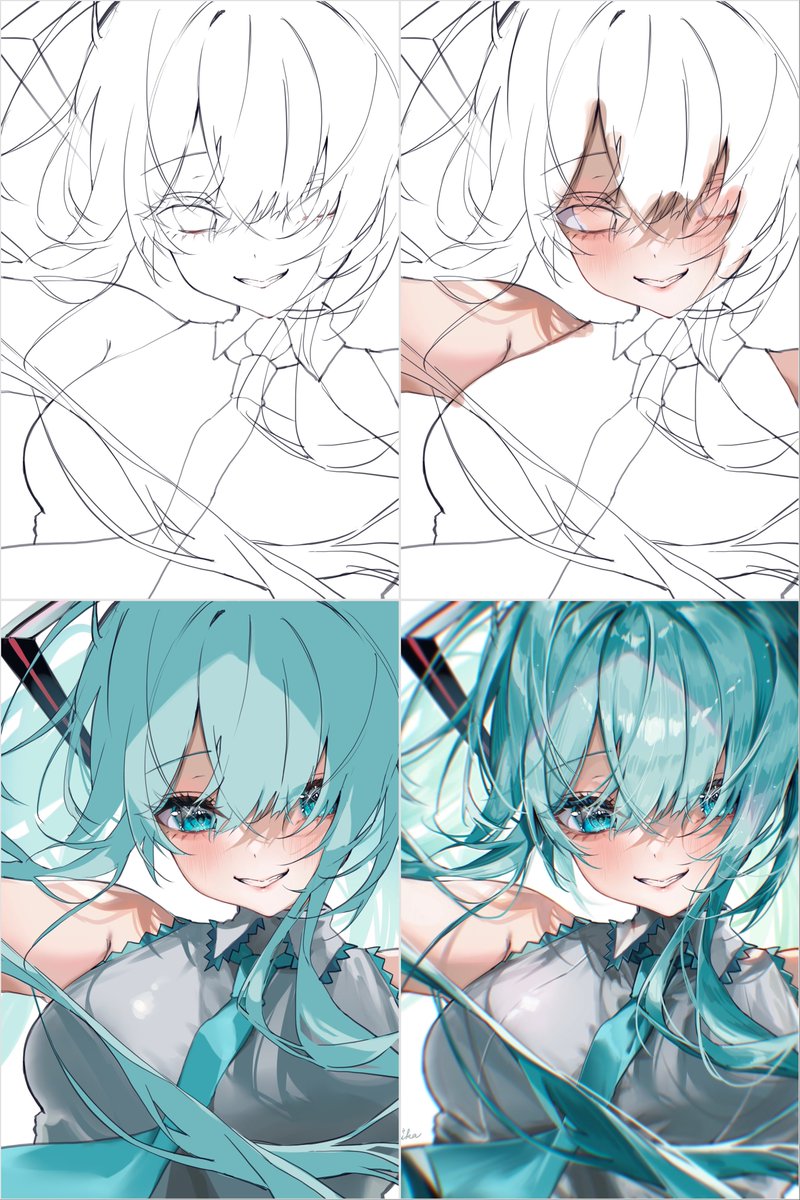 完成版も好きだけど、途中経過3枚目くらいも光の印象が分かりやすく出てて好き…ᐡ. ̫ .ᐡ