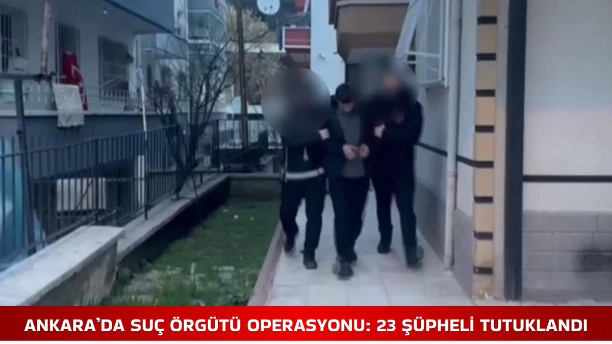 Ankara’da İ.Ş. liderliğinde faaliyet gösterdiği belirlenen çıkar amaçlı suç örgütüne yönelik polis ekiplerince operasyon düzenlendi. Operasyonda 23 şüpheli gözaltına alındı. Şüphelilerin adreslerinde yapılan aramalarda uyuşturucu maddeler, silah ve mühimmat ele geçirildi.