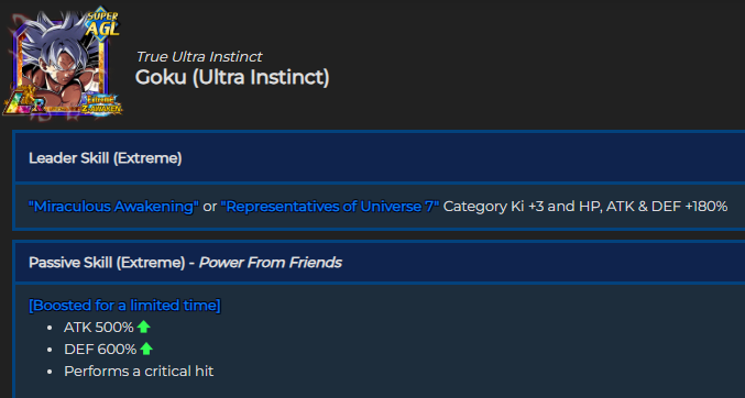 Temporary buffs for AGL Goku (Ultra Instinct) and INT Super Saiyan God SS Evolved Vegeta