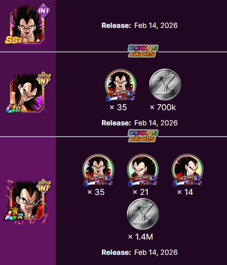 ToonRami's tweet photo. Medals needed to awaken
LR PHY UI Goku + SSBE Vegeta
&amp;
INT SSJ4 Vegeta + SSJ4 Goku
#DOKKANBATTLE https://t.co/KAEJRajJSP
