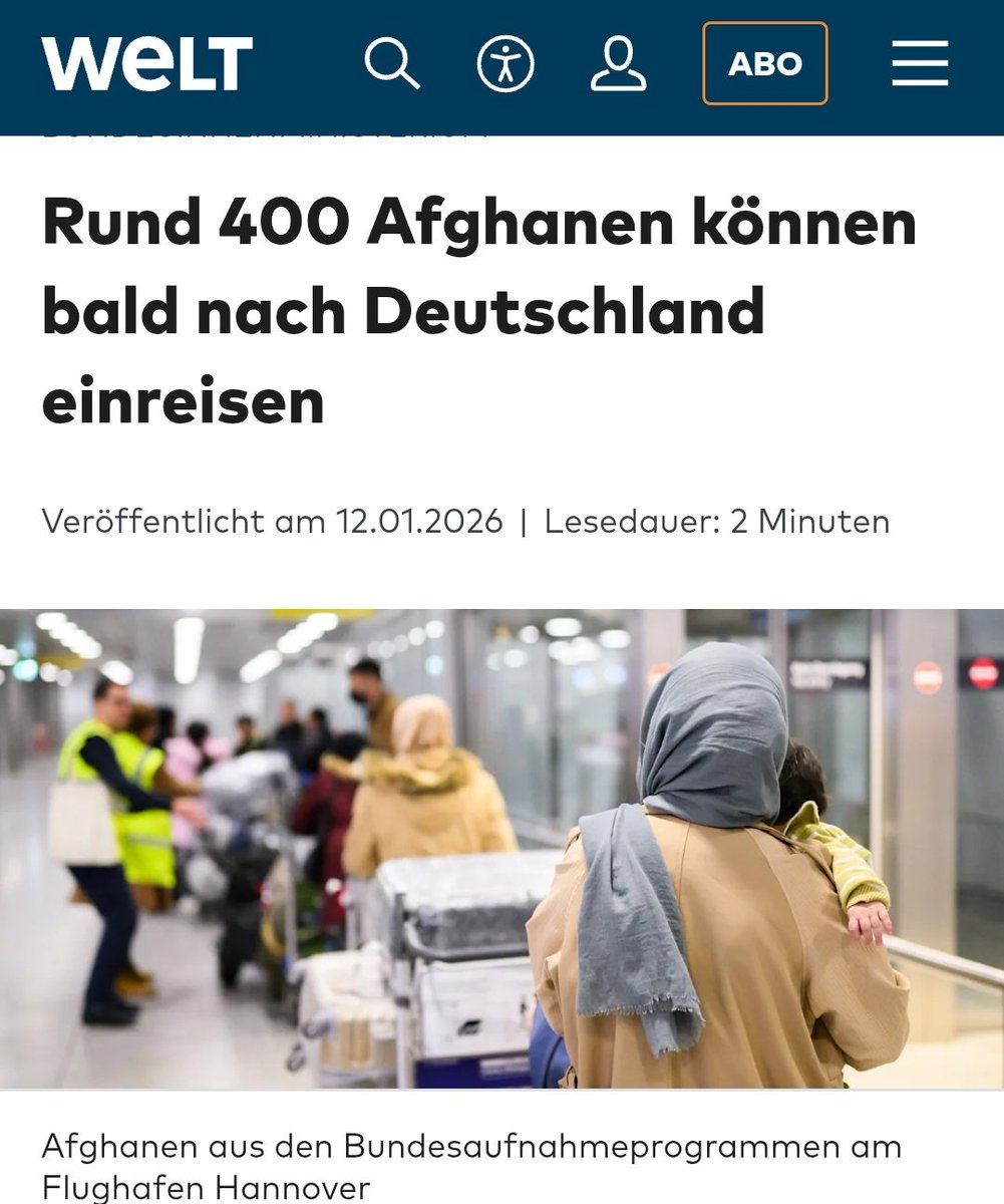 "Rund 400 Afghanen können bald nach Deutschland einreisen"

🤔

Wozu, warum und wer hat die Afghanen*innen bestellt und die Einladungen ausgestellt?

☝️

Wer bestellt der soll auch persönlich für deren Kosten aufkommen.

#Außenministerin?
AnaLena