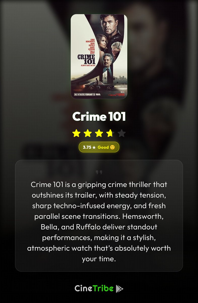 See my thoughts on #Crime101 @ #CineTribe
