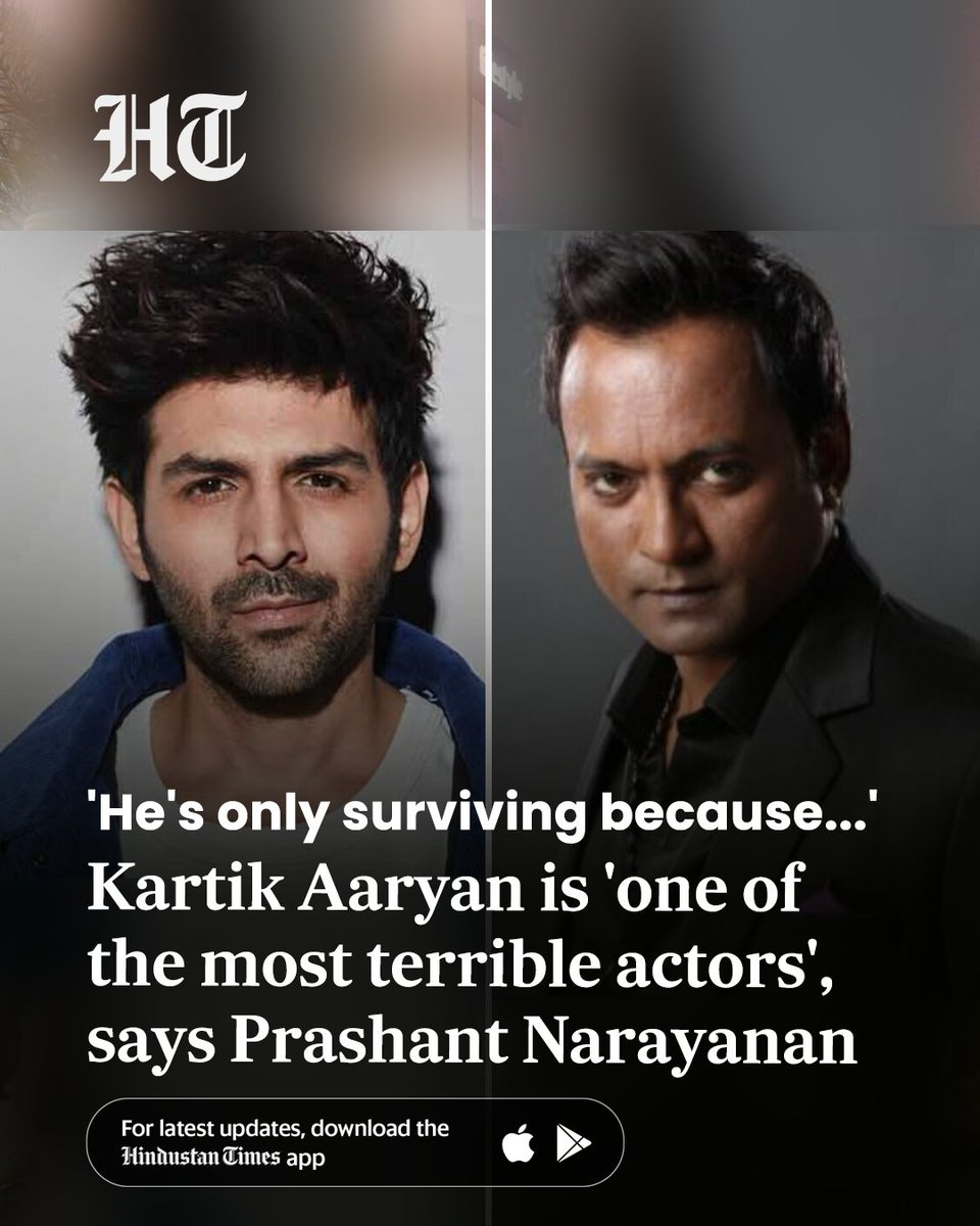 htTweets's tweet photo. Actor Prashant Narayanan, known for his roles in films like 'Murder 2' and 'Ghost', has criticised fellow actor Kartik Aaryan, calling him ‘terrible’ and ‘boosted by people around him’. Appearing on a podcast, Prashant said that Kartik is surviving in Bollywood on luck and his parents’ blessings alone.
In a conversation with Bollywood Bubble, Prashant spoke about Kartik in a segment on contemporary actors. Critiquing his acting ability, he said, “I think he is one of the most terrible actors we have over here, but an extremely lucky person. He is only surviving because of his parents’ blessings. I feel that he is an extremely non-communicative and boosted by people around him kind of person. I liked him in the first film that he did ('Pyaar Ka Punchnama').”
Read full story 🔗 https://t.co/BnD633MMhu
via @htshowbiz