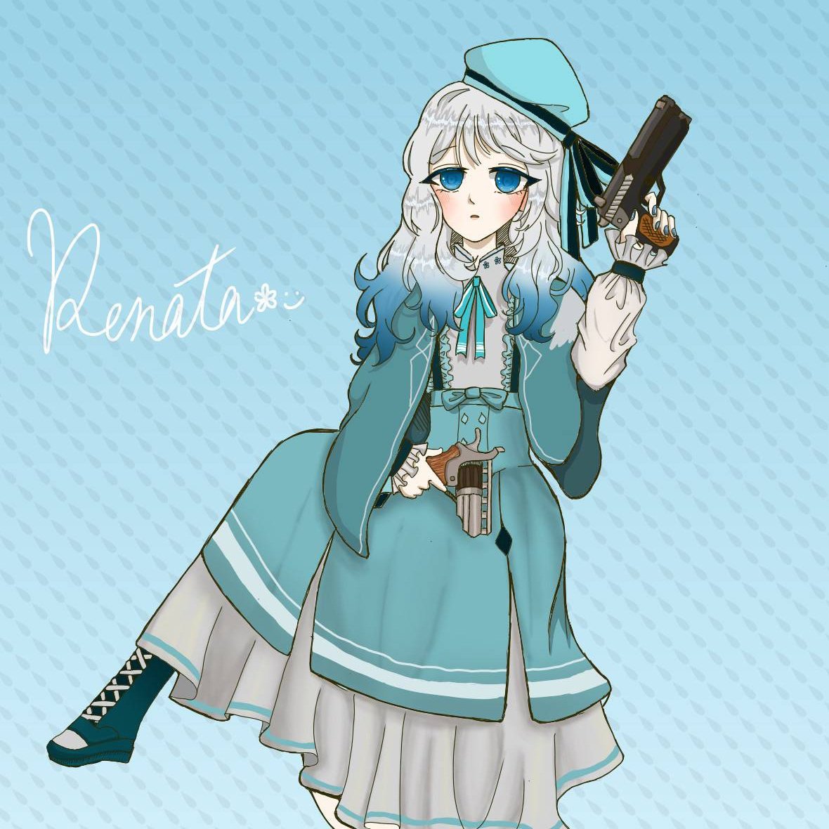 最近跟朋朋聊天，忘了聊到什麼，她說她拿雙槍，
我縮：尼有新圖可以委託了！
朋朋：可貓畫！
所以就……登愣
<a href="/RinHibiki314159/">π.Renata_霖響</a>