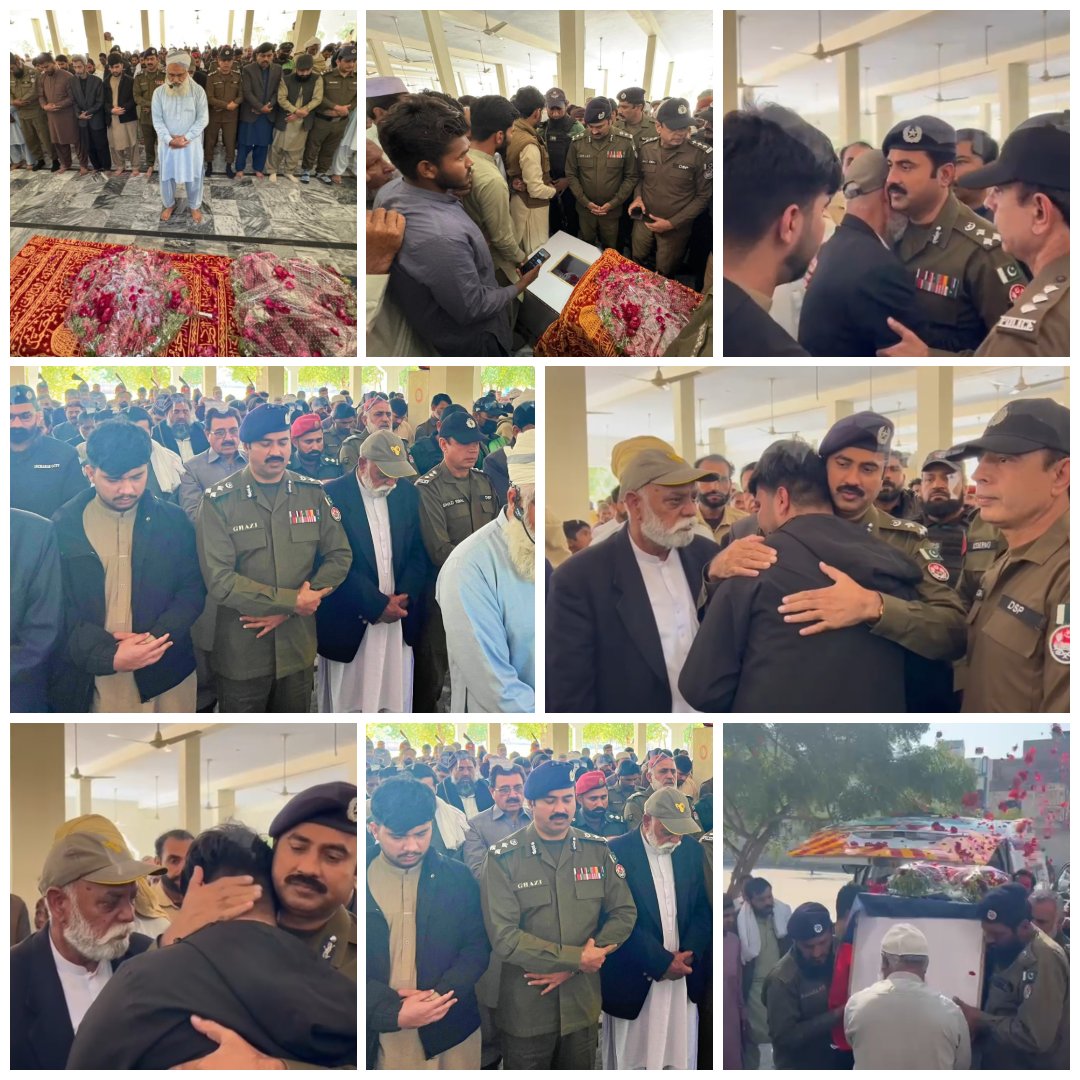 بہاولپور:جیپ ریلی کےدوران شہیدہونےوالے ASIمحمدبشیرکی نمازجنازہ ہارون آباد میں سرکاری اعزاز کے ساتھ ادا کی گئی۔ آرپی او غازی محمدصلاح الدین،پولیس افسران اوراہلِ خانہ نے شرکت کی۔قومی پرچم میں لپٹا جسدِ خاکی سپردِخاک ہوا۔شہید نےعوام کےجان ومال کے تحفظ کیلئےاپنی جان قربان کی۔