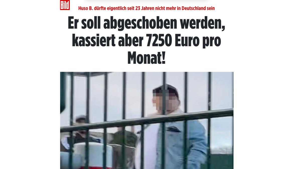 In a nutshell #2: Der straffällig gewordene &amp; ausreisepflichtige Bosnier Huso B. hält sich seit 23 Jahren in Deutschland auf. Er bezieht für sich und seine Familie monatlich 7250,- Euro (wegen seinem langjährigen Aufenthalt "erhöhte Analogleistungen“ statt nur "Grundversorgung").