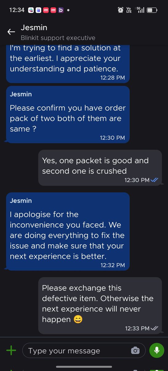 Received crushed popcorn pack from <a href="/letsblinkit/">Blinkit</a> and one missing freebie in the order. Spent 15-20 minutes with customer support without any resolution in sight. Indian businesses 😂