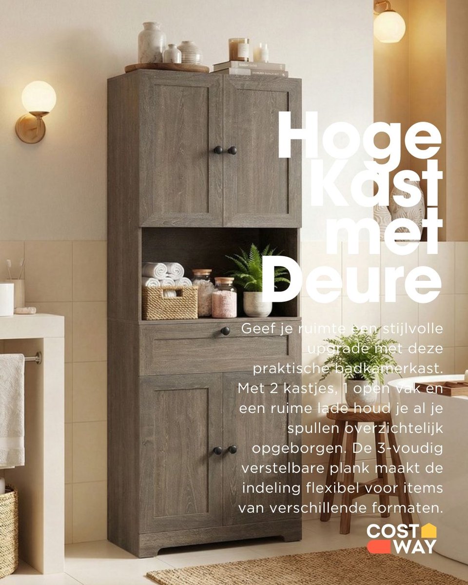 CostwayNL's tweet photo. Met deze stijlvolle én praktische badkamerkast houd je alles netjes georganiseerd. Dankzij 2 kastjes, een open vak en een ruime lade heeft elk item z’n eigen plek 🧴🧺

🛁 Coupon -10% : XMC10
🛒 https://t.co/7K5XPro9bU https://t.co/zNil0abcyf