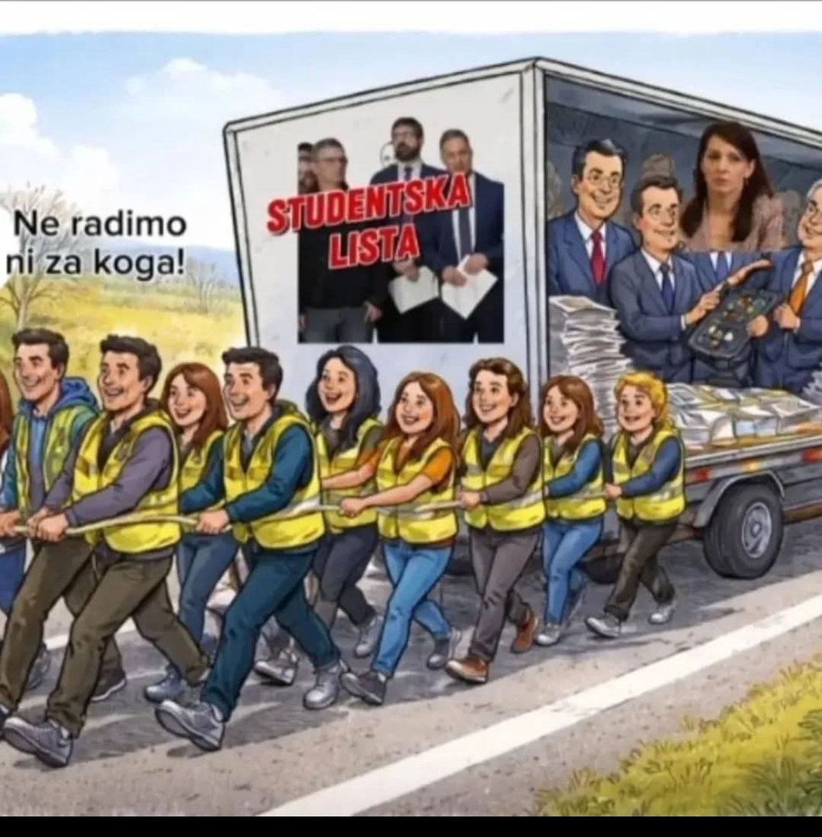 EStokic90's tweet photo. Ne radimo ni za koga!
Kažu dok guraju i vuku punu prikolicu tuđih interesa.
Koriste vas kao Wi-Fi: svi se nakače, a kad dođe vreme za listu signal nestane. 
Dok se znojite i verujete u promene, oni slažu mandate bez Vas.
Ali nema veze bitno da je kamion stigao do cilja,bez Vas🤣 https://t.co/51hdOQ0wWn