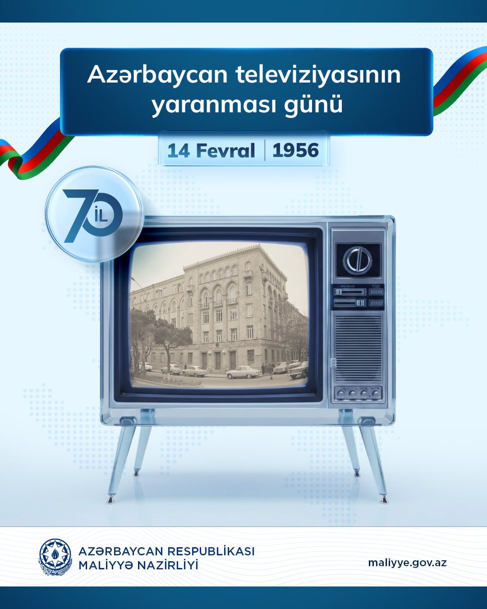 maliyyegovaz's tweet image. 📺 Bu gün Azərbaycan televiziyasının yaranmasından 70 il ötür.

Bu əlamətdar gün münasibətilə ölkə mediasının inkişafına mühüm töhfələr verən Azərbaycan televiziyasının bütün əməkdaşlarını təbrik edirik.
#MaliyyəNazirliyi #AZTV #AzərbaycanTeleviziyası #14Fevral