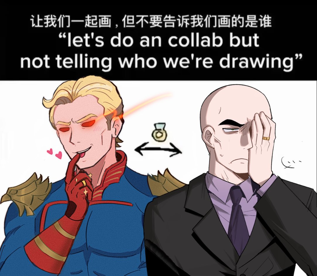 collab with <a href="/Meomoicecr/">Meomoicecr🦄</a> I'm crying....happy Valentine's day to lex luthor and homelander I guess😭😭😭