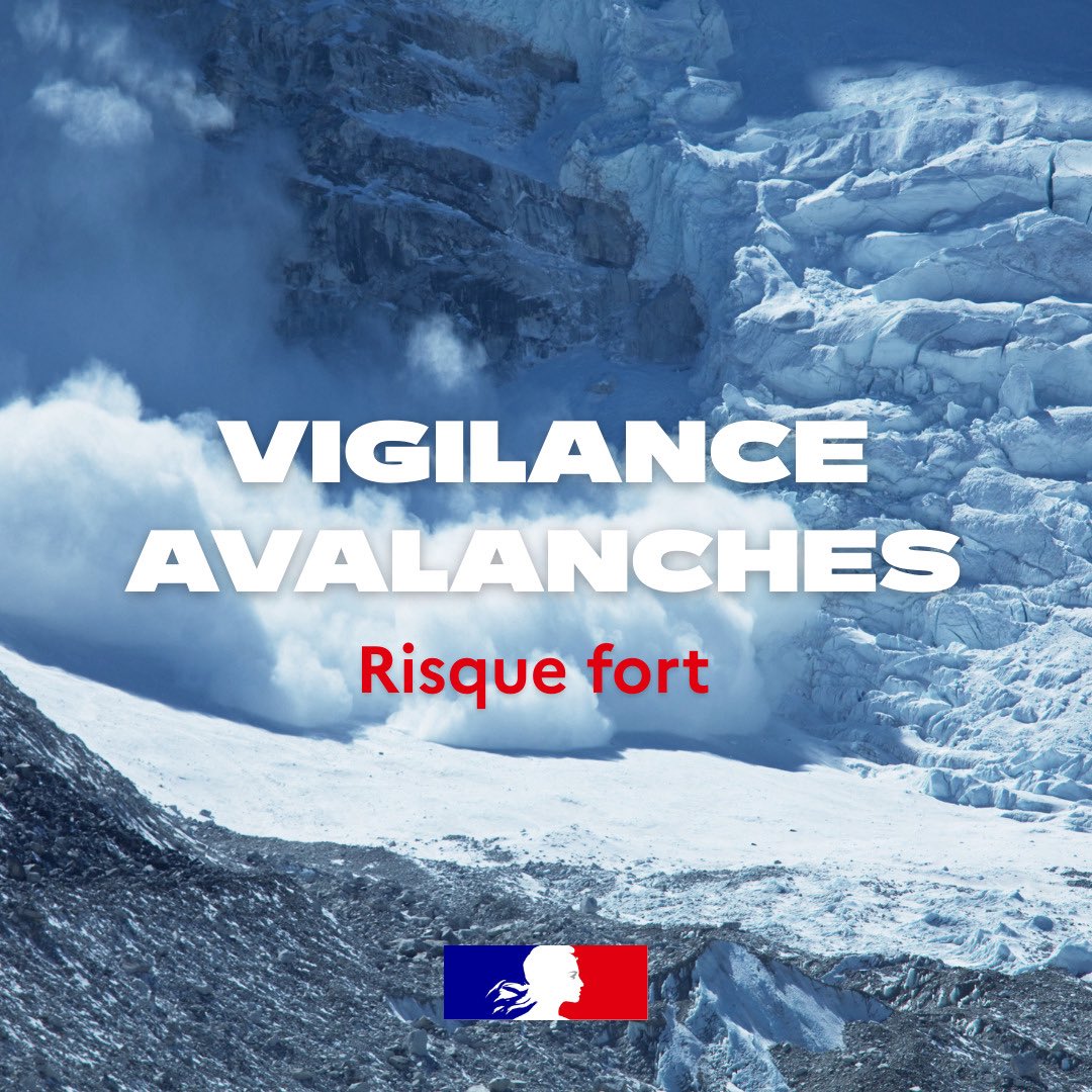 Image de Préfète de l'Isère : #RisqueAvalanche 🏔️❄️ | Le risque avalanches reste fort (4/5) sur les massifs de l’Oisans et des Gr