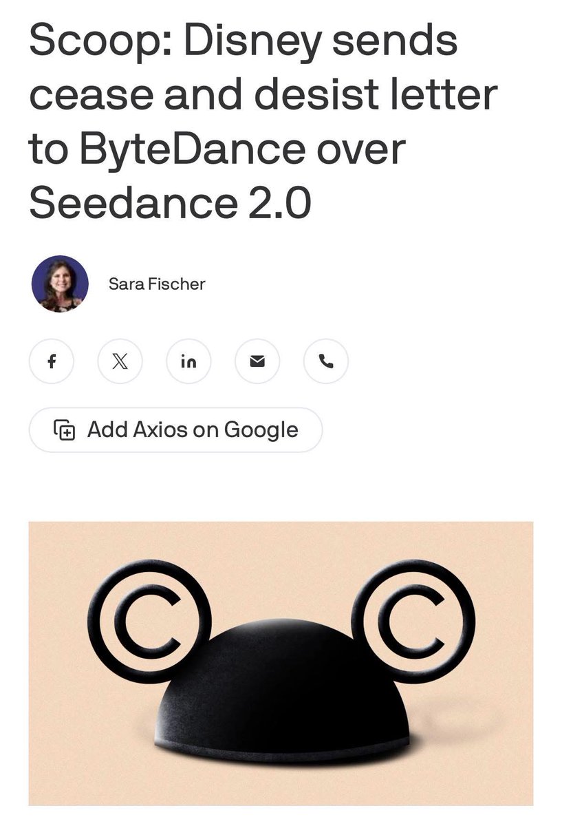 IEObserve's tweet image. 越來越多版權方開始要對字節Seedance明顯的大規模侵權進行法律行動，迪士尼已經發函

接下來就看中國無視版權的制度優勢如何發揮了