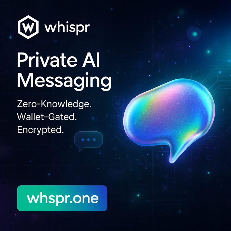 Keep identity in your wallet and content in encrypted channels. 

Whispr blends private AI messaging with zero-knowledge and wallet-gated access for low-friction, high-engagement collaboration.

whspr.one <a href="/Whispr_Official/">Whispr</a>
#PrivateAI #Builders #Reliable