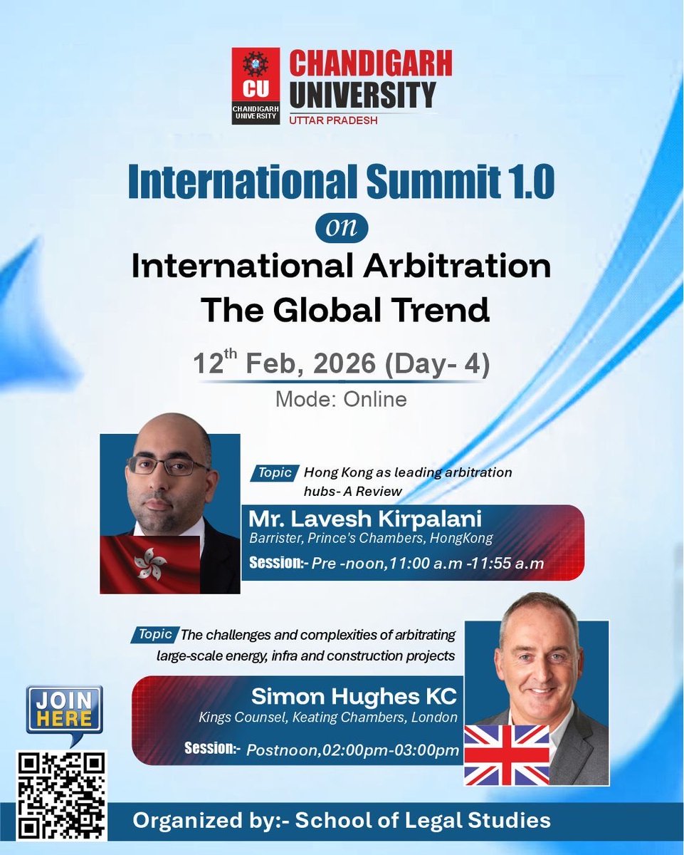 Cifile_Canada's tweet photo. The International Summit 1.0 on International Arbitration, hosted by Chandigarh University (9–12 Feb 2026), successfully convened global scholars and experts: AI and International Law
#InternationalArbitration #CIFILE #abbaspoorhashemi https://t.co/CluQXE2fa9