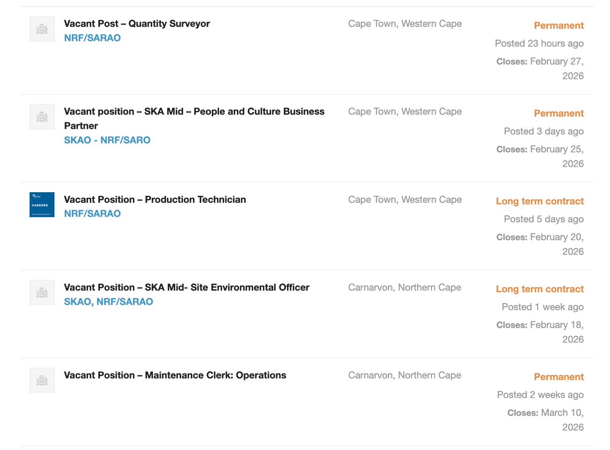 SKA_Africa's tweet image. We are hiring!

Work at SARAO
sarao.ac.za/vacancies/

#vacancies #hiring