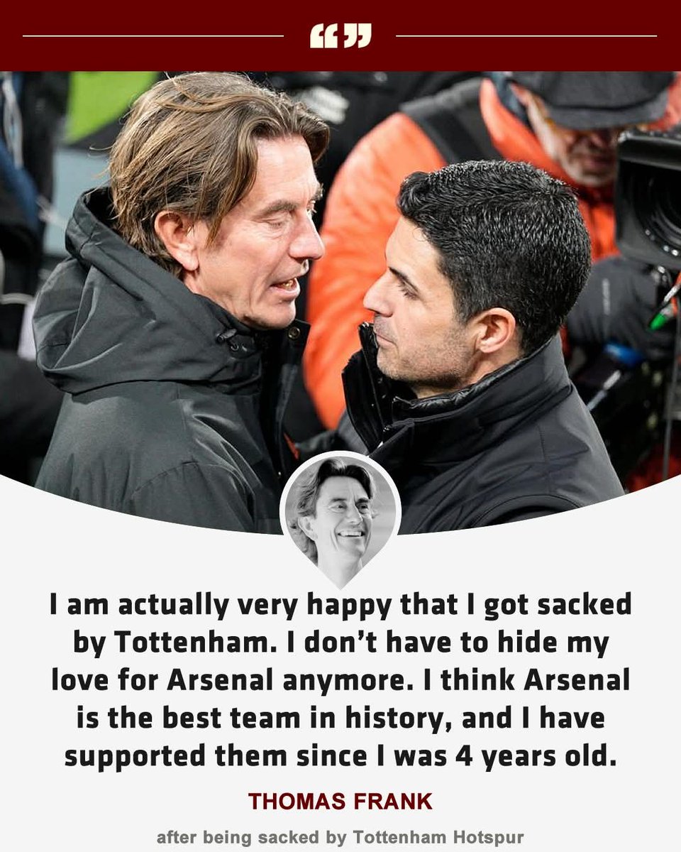 FootballFactly's tweet photo. 🚨 Thomas Frank opens up about being an Arsenal supporter. 👀 https://t.co/xLe10bi7WF