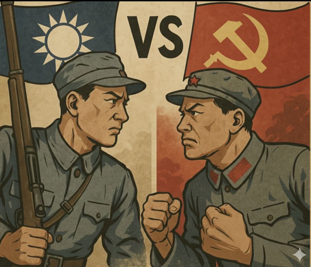 國共內戰從來不是民主與獨裁的對決，牠們只是在爭誰可以奴役老百姓，結果就是共產黨奴役了中國人，而國民黨奴役了台灣人‼️