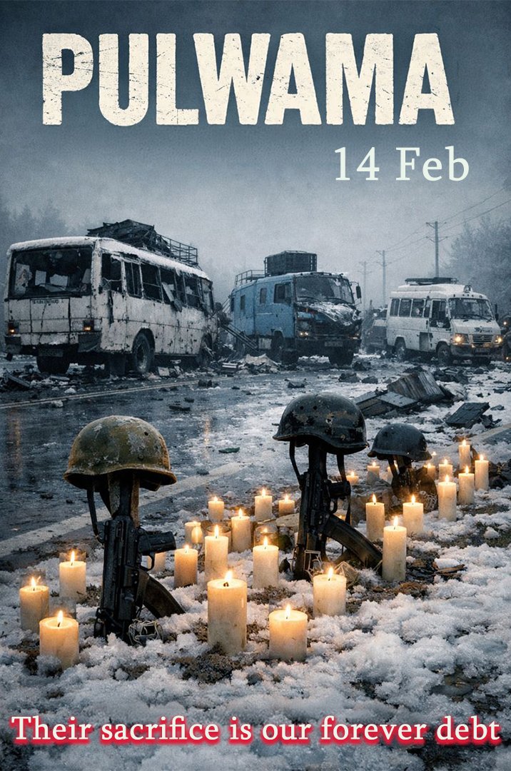 ❤️ आज वेलेंटाइन डे नहीं…
आज का दिन समर्पित है उन वीर सपूतों को, जिन्होंने 14 फरवरी 2019 को देश के लिए अपने प्राण न्योछावर कर दिए।

Pulwama attack को हम कभी नहीं भूल सकते।
उस काले दिन हमारे 40+ वीर जवानों ने मातृभूमि की रक्षा करते हुए सर्वोच्च बलिदान दिया।

जब पूरा देश प्यार का