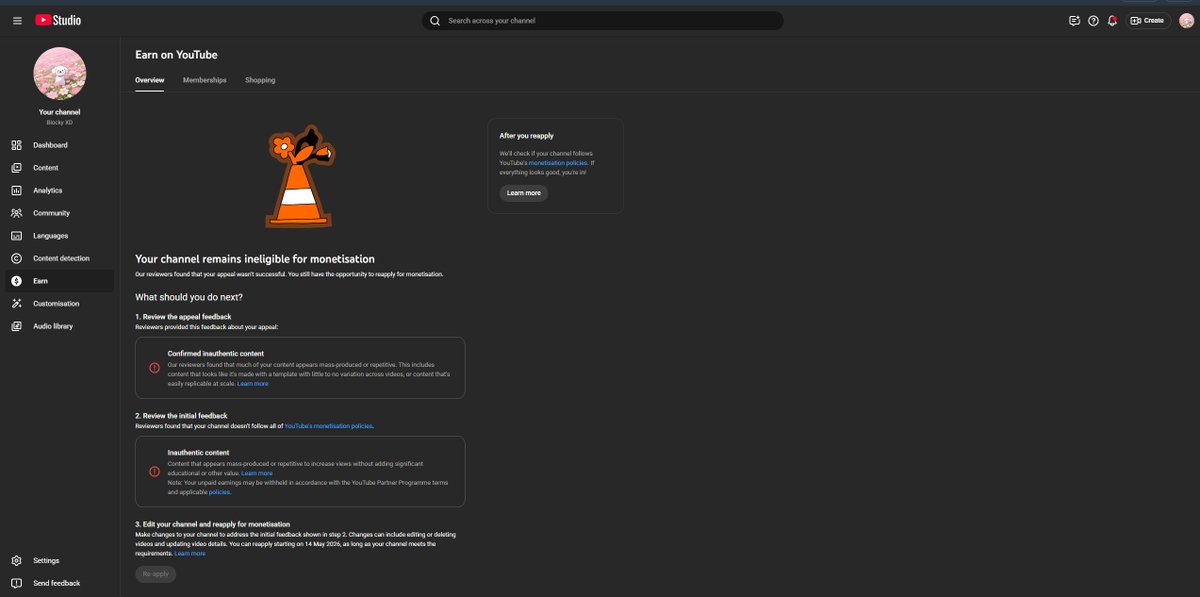 v1anshu's tweet photo. Hi @TeamYouTube, my appeal for channel 'Blocky XD' was rejected for 'Inauthentic content'.

I have 94k+ Subs & I make original Minecraft animations using BBS Mod.

My content is NOT made from templates; I manually choreograph every scene.

I've shown my editing & animation process, yet it was labeled 'mass-produced'.

Please have a HUMAN reviewer look at my case. This is my livelihood. Channel: https://t.co/C92UkmHjca