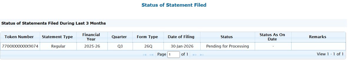 pankajogoyal's tweet photo. @IncomeTaxIndia @FinMinIndia TDS return statement filed on 30-01-26 still not processed till 14-02-26, how to comply certificates issue deadline which is ended on 15-02-26? https://t.co/gMnMy2Xiu6