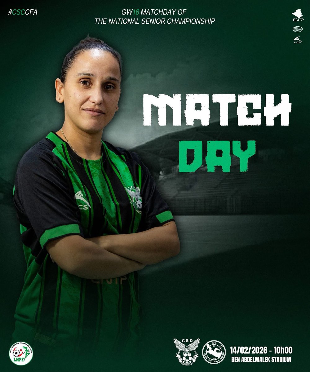 Lesvertes_dz's tweet photo. It's match day #CSCCFA🟢⚫️
🏆| البطولة الوطنية الأولى - الجولة 16
النادي الرياضي القسنطيني 🆚 نادي فوتبول أقبو
📅| السبت 14 فيفري 2026
🕡| 10:00 صباحا
🏟️| ملعب بن عبد المالك رمضان
#CSCWOMEN #CSCvsCFA #TeamCSC @lnffdz https://t.co/wKtUeick6o