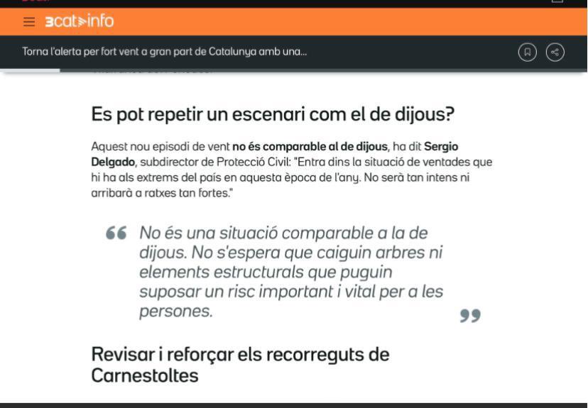 Aquesta setmana es va tancar tot Catalunya per un episodi fort de vent a una part del País. 
Avui no s’espera una situació similar 🙄

A l’Ebre els ajuntaments estem assumint l’acció de protecció. Cauen arbres, senyals, elements estructurals... On està el <a href="/govern/">Govern de Catalunya</a> de tothom?