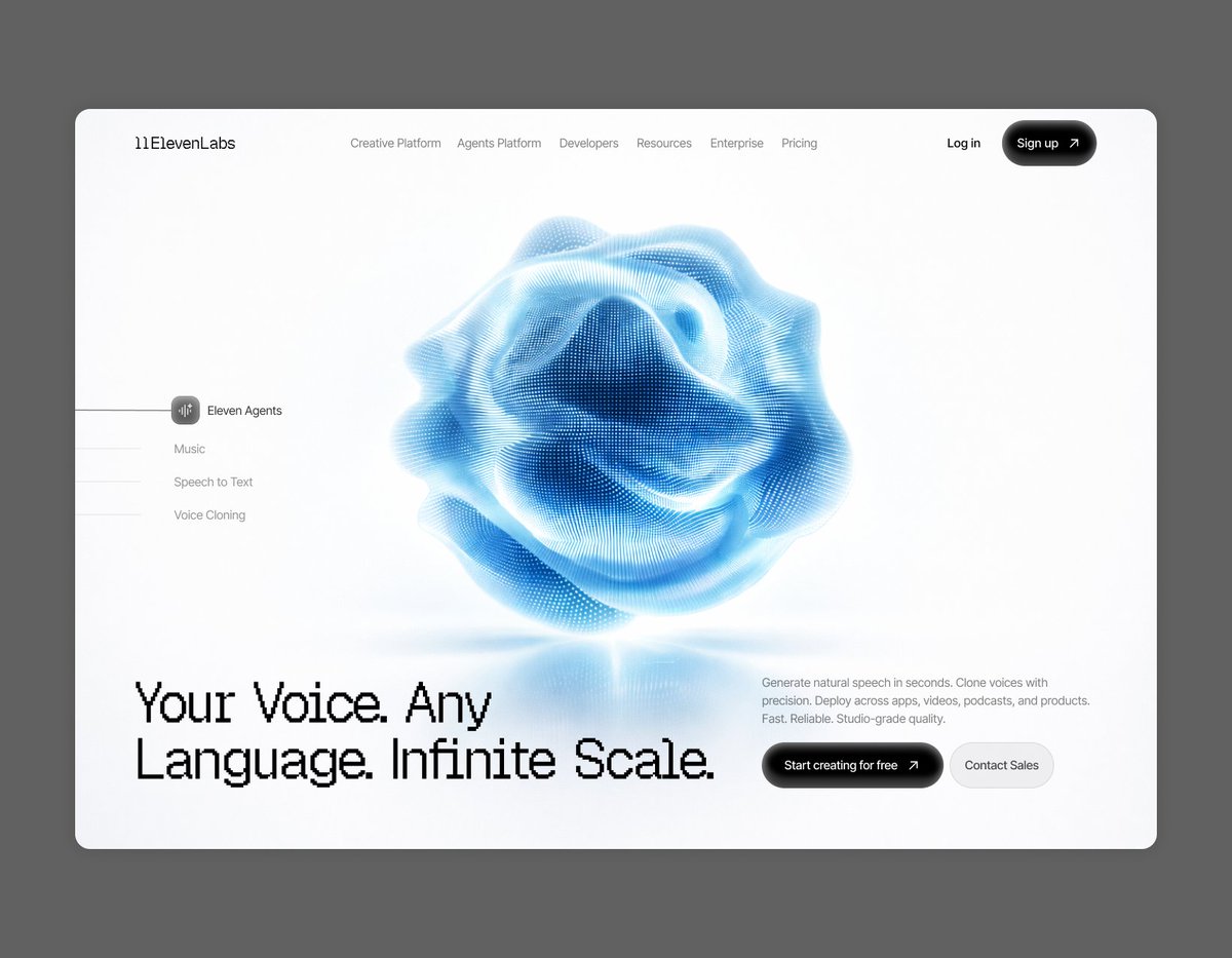 hero design concept for <a href="/elevenlabsio/">ElevenLabs</a> 

what do you think?
