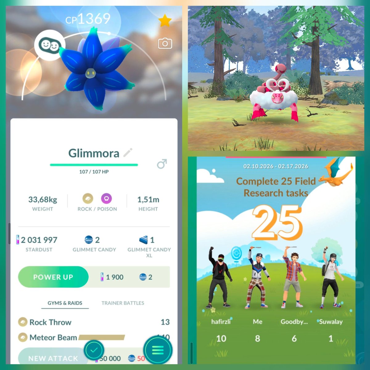 Raided one Enamorus other form,Glimmet evolved Glimmora.