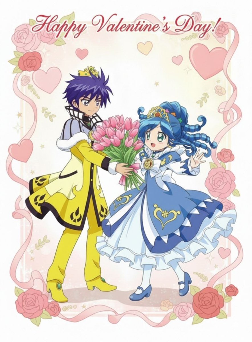 Happy Valentine's Day,💙💜🌷🌷🌷🌷 #月莲 #シェレイ #ふしぎ星のふたご姫 #FushigiboshinoFutagohime #twinprincessofwonderplanet #reinshade