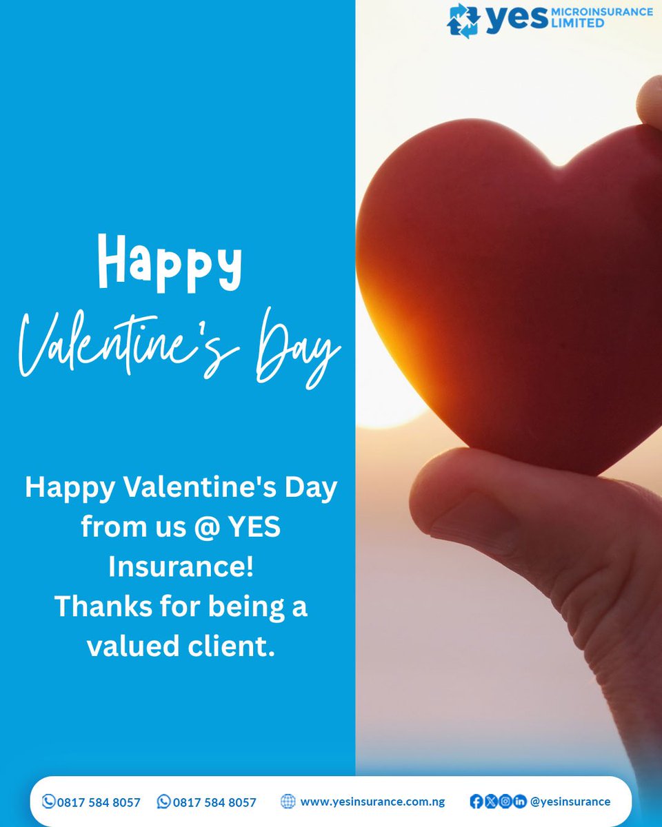 yesinsuranceng's tweet image. This Valentine’s season, give the gift that truly matters protection and peace of mind.

Because when life happens, love should still stand strong.

Happy Valentine’s Day from YES Insure.

#YESInsure #ProtectionThatMatters #ValentinesWithPurpose #Peaceofmind #alwayswithyou