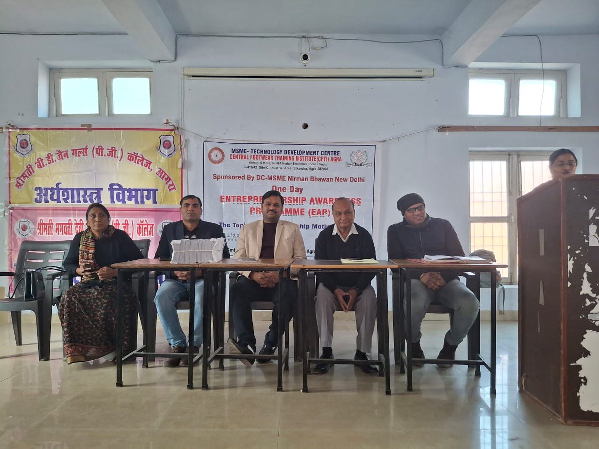CFTIAGRA's tweet photo. One Day (EAP)  Entrepreneurship Awareness Programme conducted at  BD Jain Girls Degree College, Agra on 09.02.2026 in this programme 81 candidates participated https://t.co/Ib5EYjwk2v