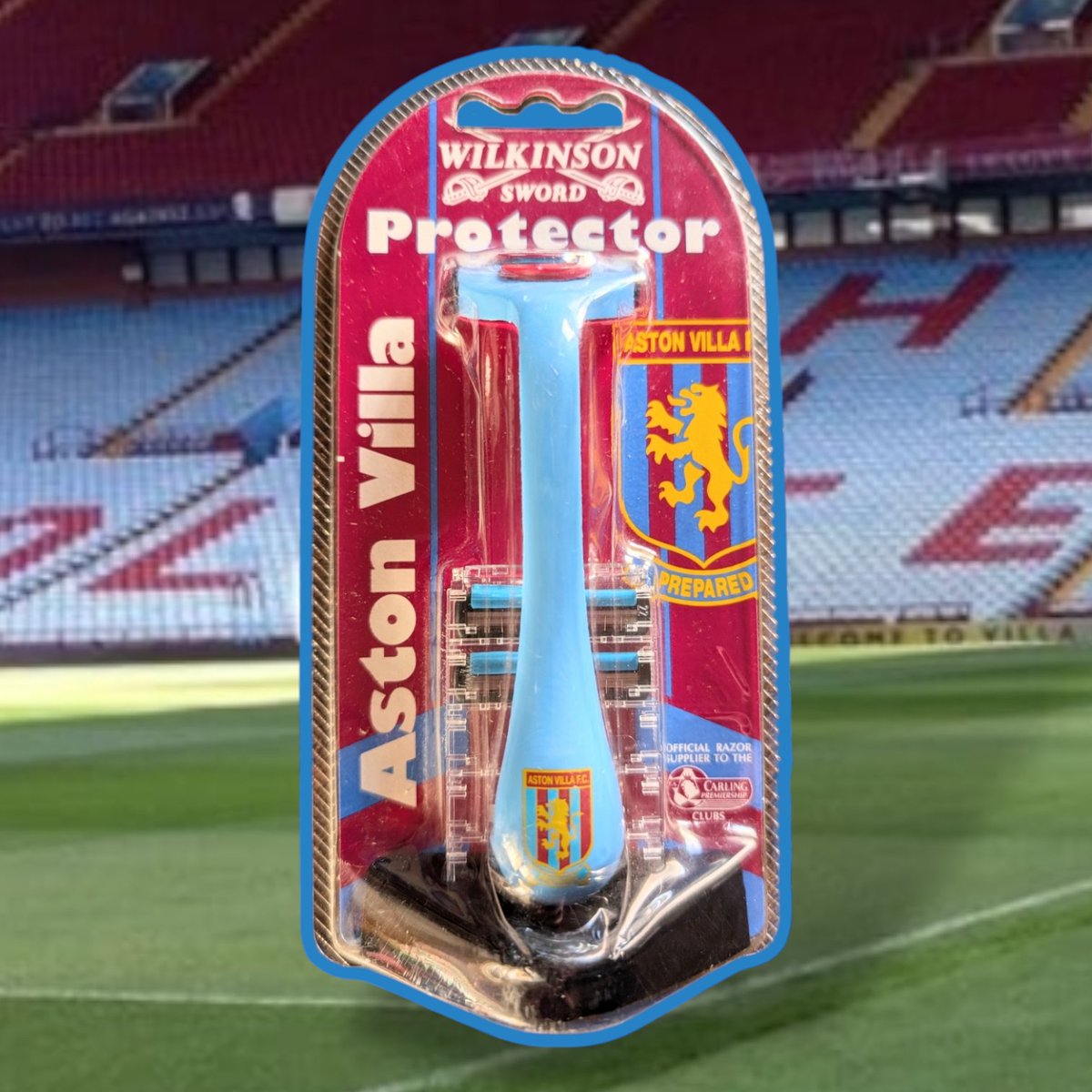 It's another Soccer Saturday on PCS! Wilkinson Sword provided the official razor of the FA Carling Premiership 🤷🏻‍♂️ and launched the Protector razor in the competition's first year. Here's an unopened Aston Villa Protector razor and blades from my eclectic collection ⚽
