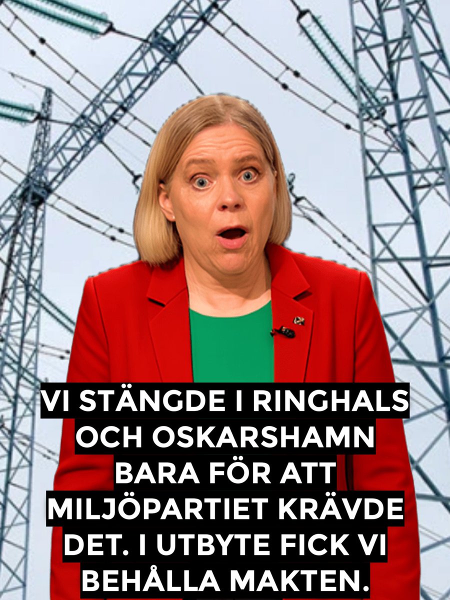 hansi1414's tweet image. 2015 stängdes Oskarshamn 2

2017 stängdes Oskarshamn 1

2019 stängdes Ringhals 2

2020 stängdes Ringhals 1

Med Magdalena Andersson som statminister kommer nedläggningen att fortgå. Hon kan inte bli statsminister utan Miljöpartiets stöd.
Tänk på det när ni betalar elräkningen.