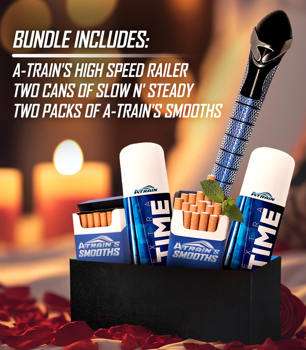 TheBoysOOCC's tweet image. First look at the all new A-Train All Nighter Bundle releasing today in honor of #ValentinesDay2026 

The $250 Bundle will include
 
• A-Trains High Speed Railer 
• 2x cans of Slow N' Steady
• 2x packs of A-Trains Smooths