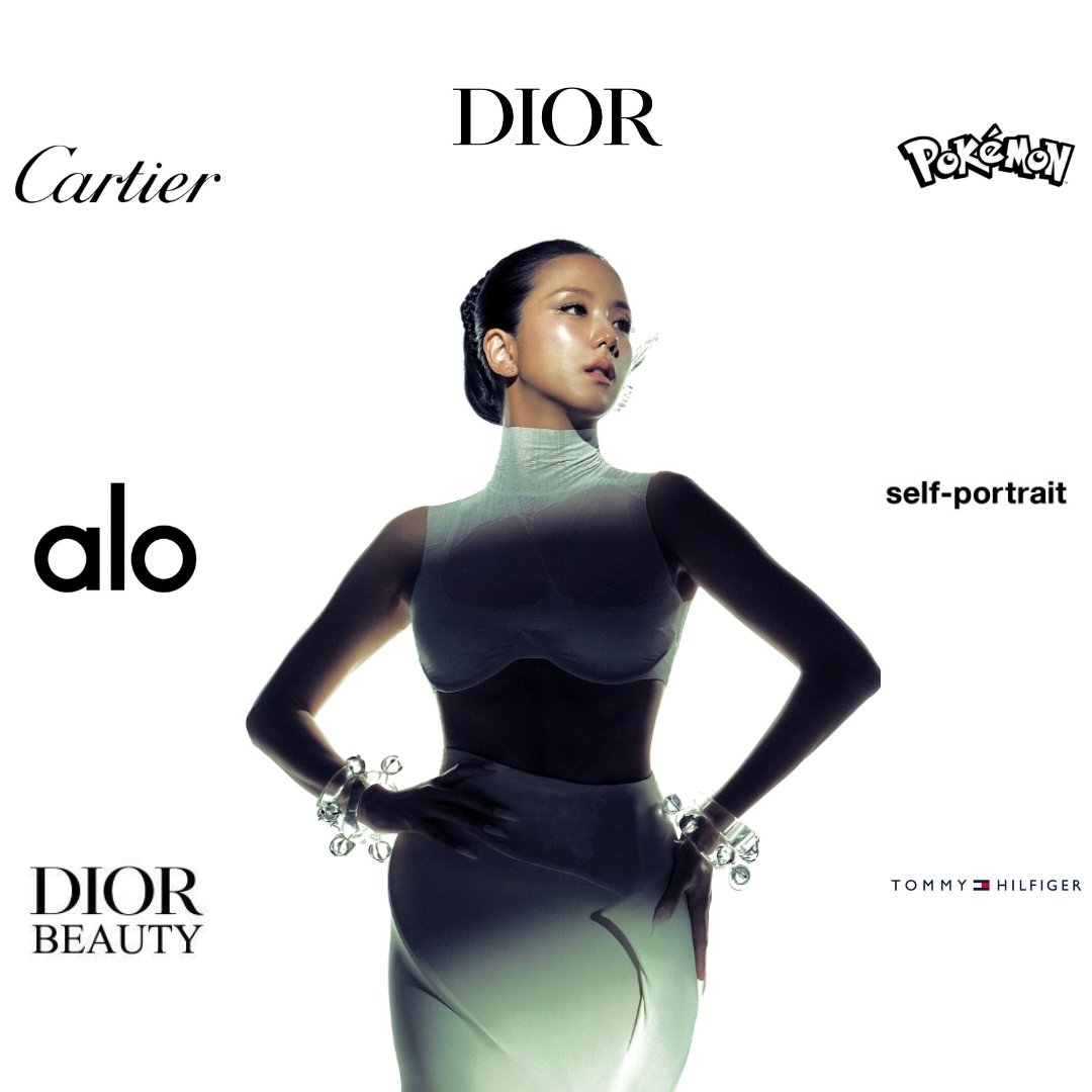 #JISOO is currently the global ambassador for 7 brands:

1. Dior - Luxury Goods
2. Cartier - Luxury Jewellery
3. Pokemon - Entertainment &amp; Collectibles
4. Tommy Hilfiger - Accessible Luxury
5. Alo - Athleisure
6. Dior Beauty - Cosmetics
7. Self Portrait - Contemporary Luxury