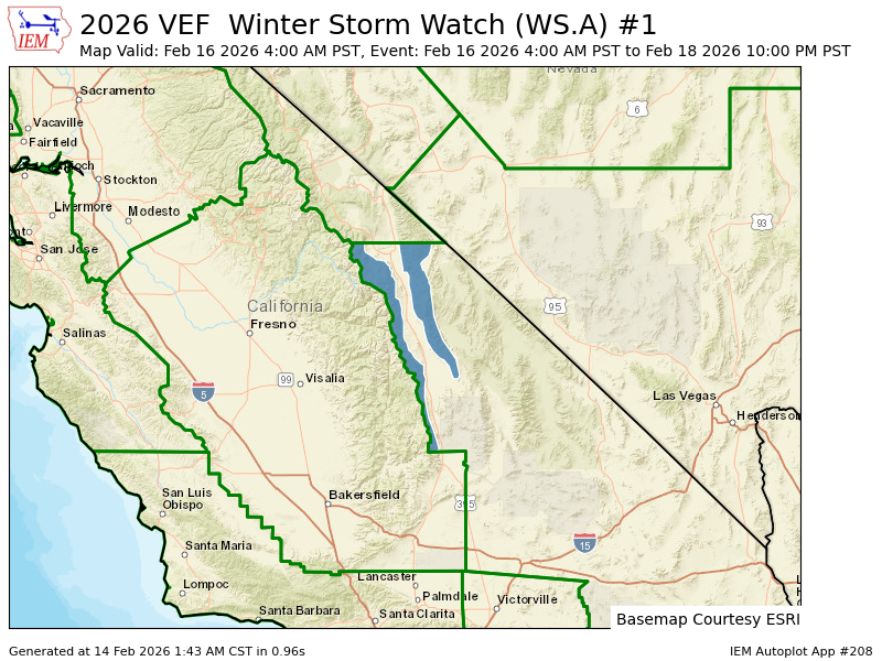 VEF continues Winter Storm Watch valid at Feb 16, 4:00 AM PST (Eastern Sierra Slopes of Inyo County, White Mountains of Inyo County [CA]) till Feb 18, 10:00 PM PST mesonet.agron.iastate.edu/vtec/f/2026-O-…