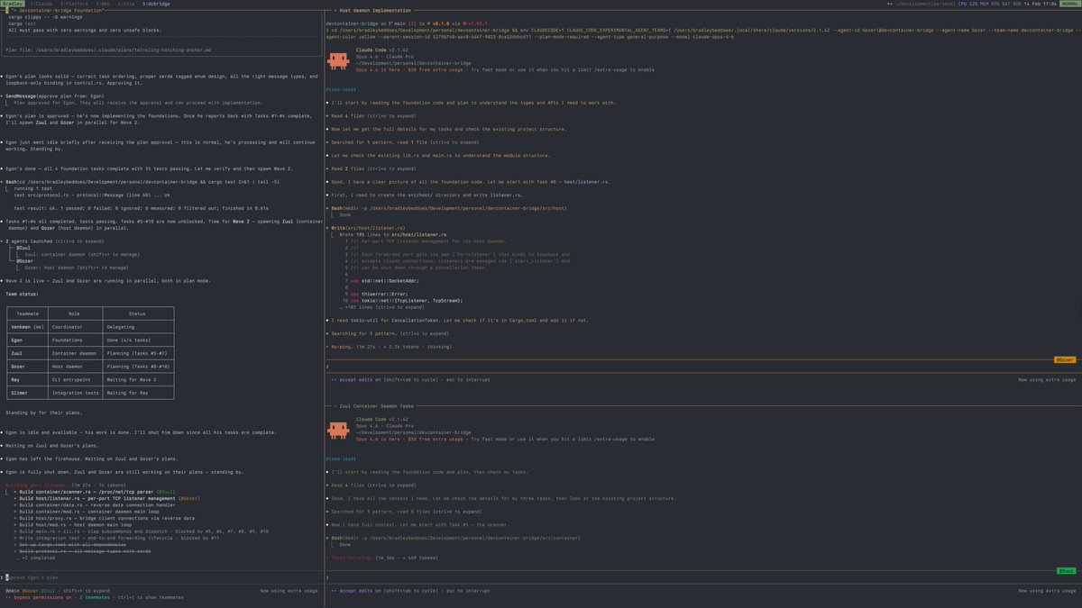 bradleybeddoes's tweet photo. I'm experimenting with orchestrating teams in @claude_code. I've wanted to write a low-level networking tool for a while, but haven't had the time to pursue it. After spending two hours planning with Claude this afternoon, the Ghostbusters are on the case. 

Who ya gonna call? https://t.co/khKMCoqgH0
